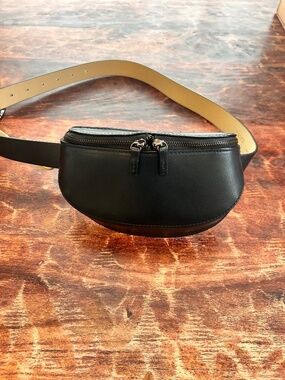 Free Press Black Faux Leather Fanny Pack Belt Bag Sling